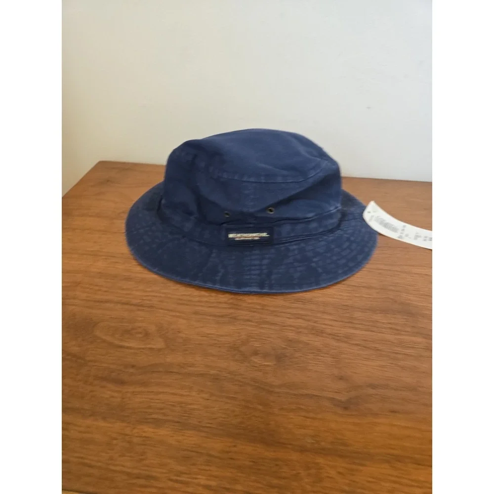Vintage London Fog Weather Wear Canvas Bucket Hat Navy Blue Mens M Made in USA